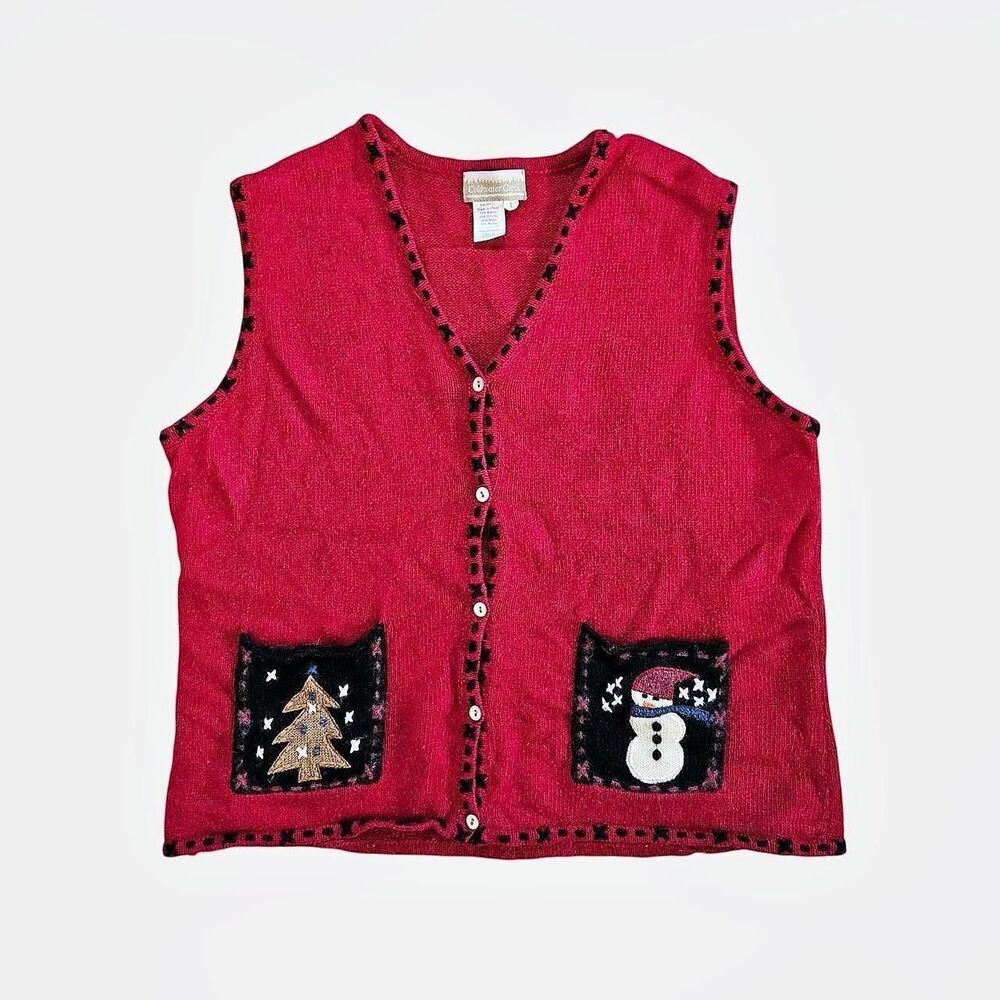 VTG Coldwater Creek Christmas Knit Sweater Vest